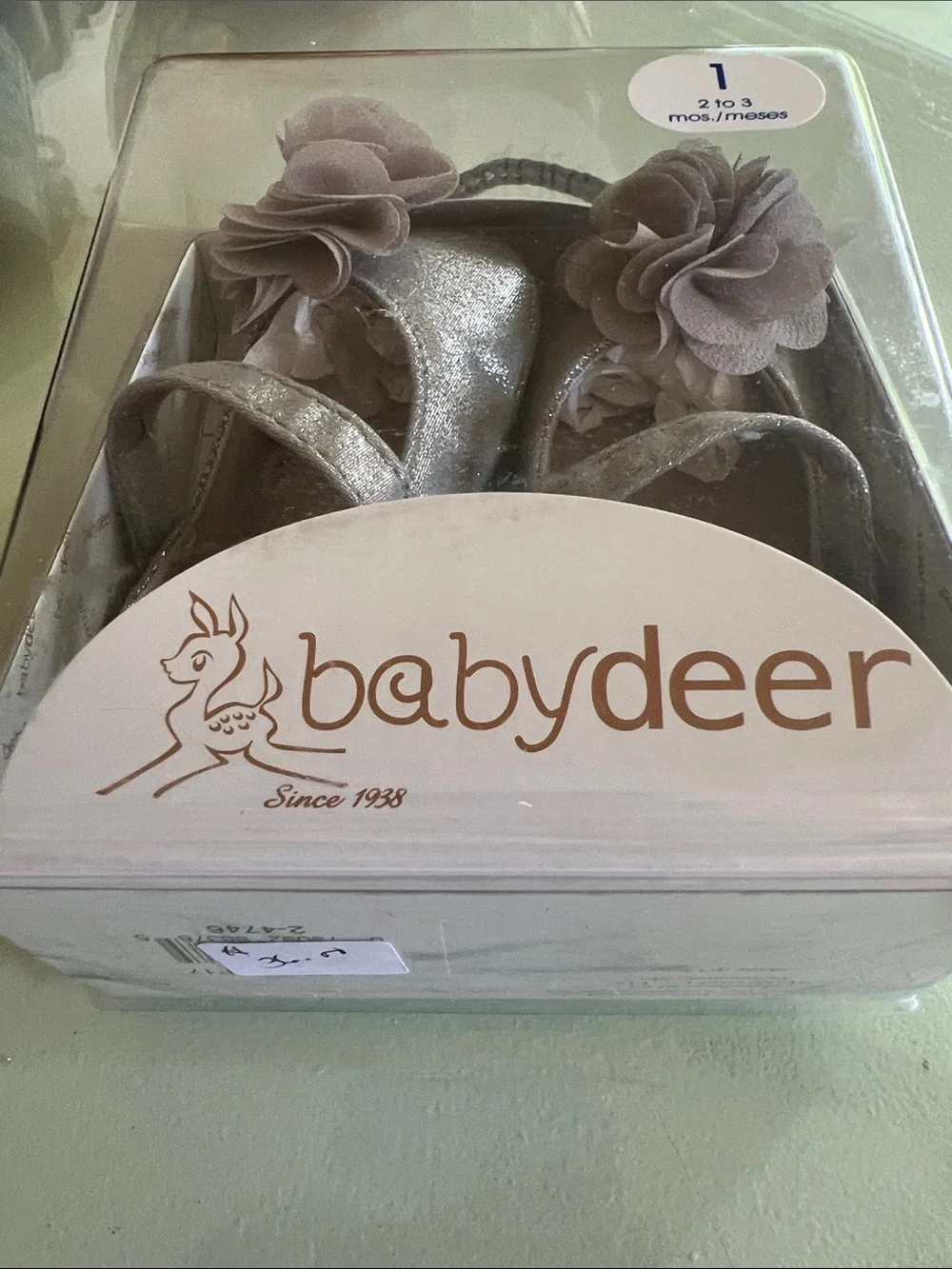 Baby Deer Silver Flower Strap Baby Shoes-New